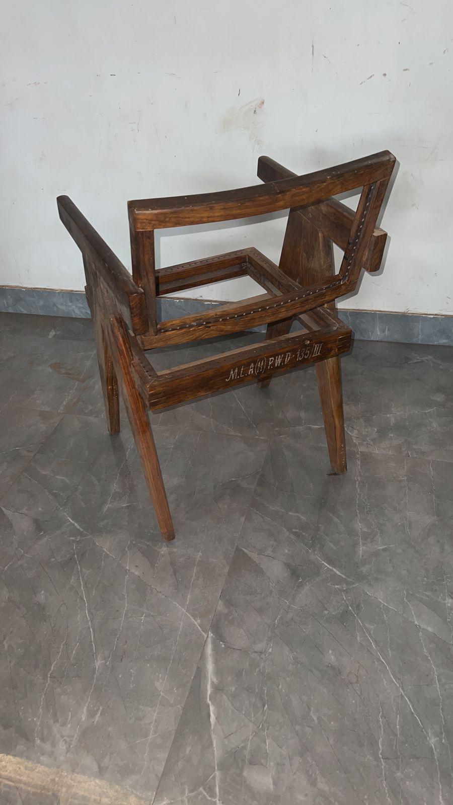 Pierre Jeanneret Dining Table & Twelve Chairs Teak Chandigarh, Circa 1963-1964 12