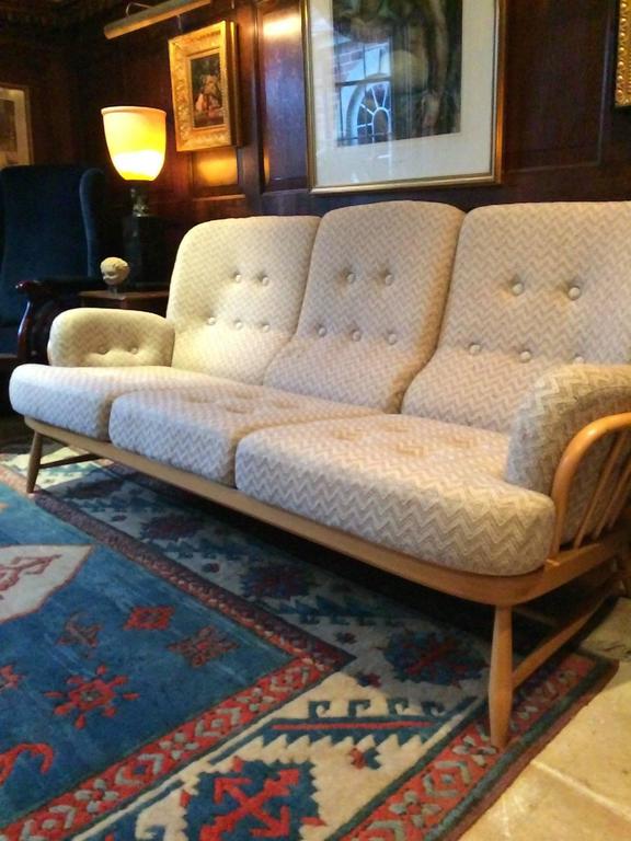 Ercol Sofa Blonde ThreeSeat Settee Light Elm Vintage Retro at 1stDibs