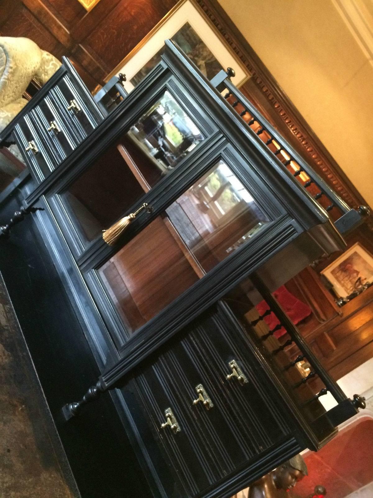 Ebonized Antique Mahogany Desk Robert Strahan Bureau De Dame 1885 Victorian 19th Century