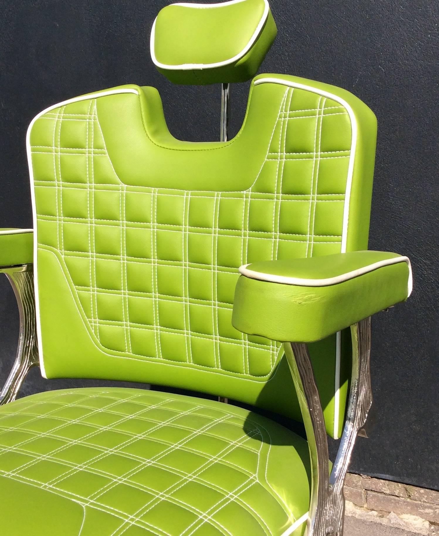green barber chair