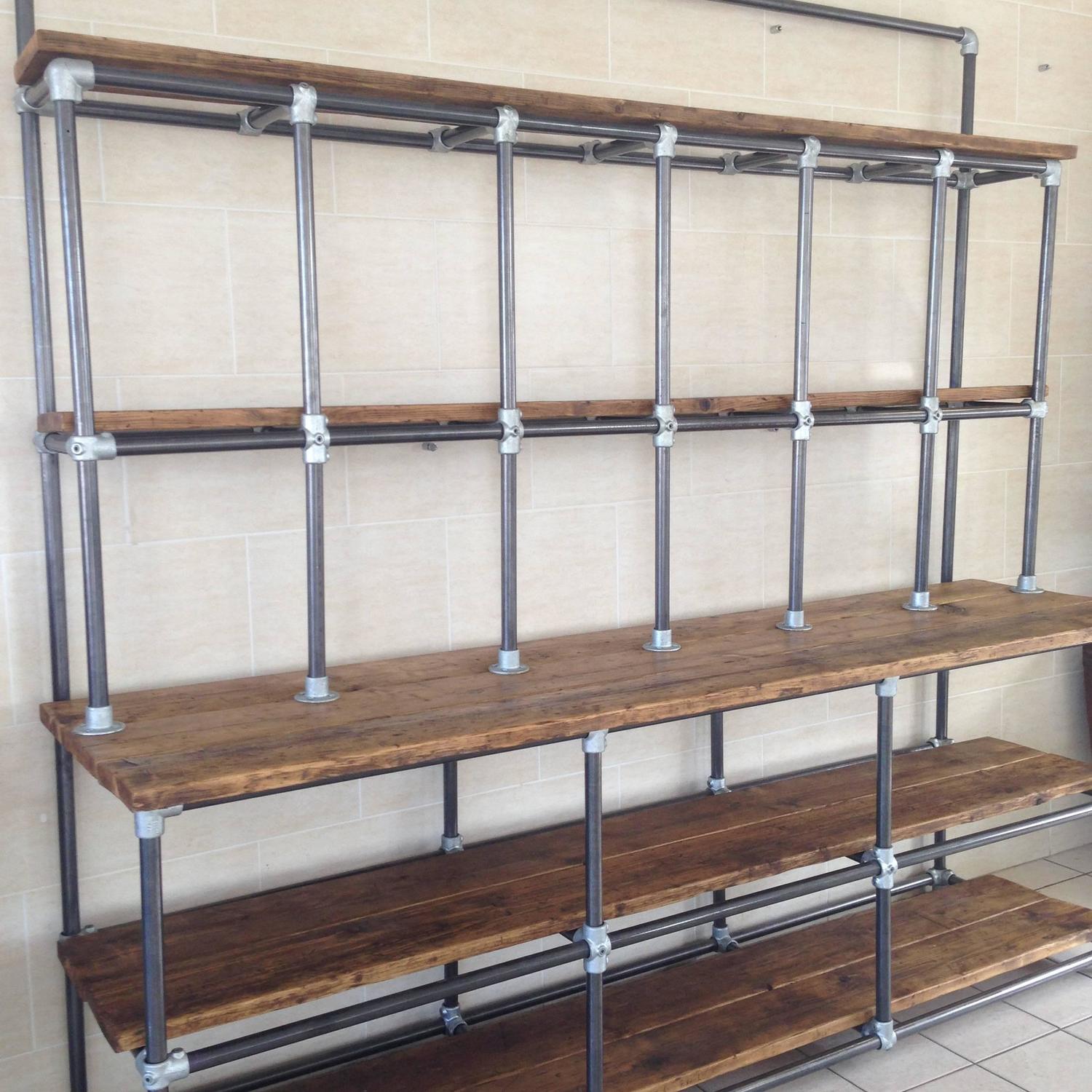 Vintage Industrial Pipe and Plank Shelving Shabby Chic at 1stdibs