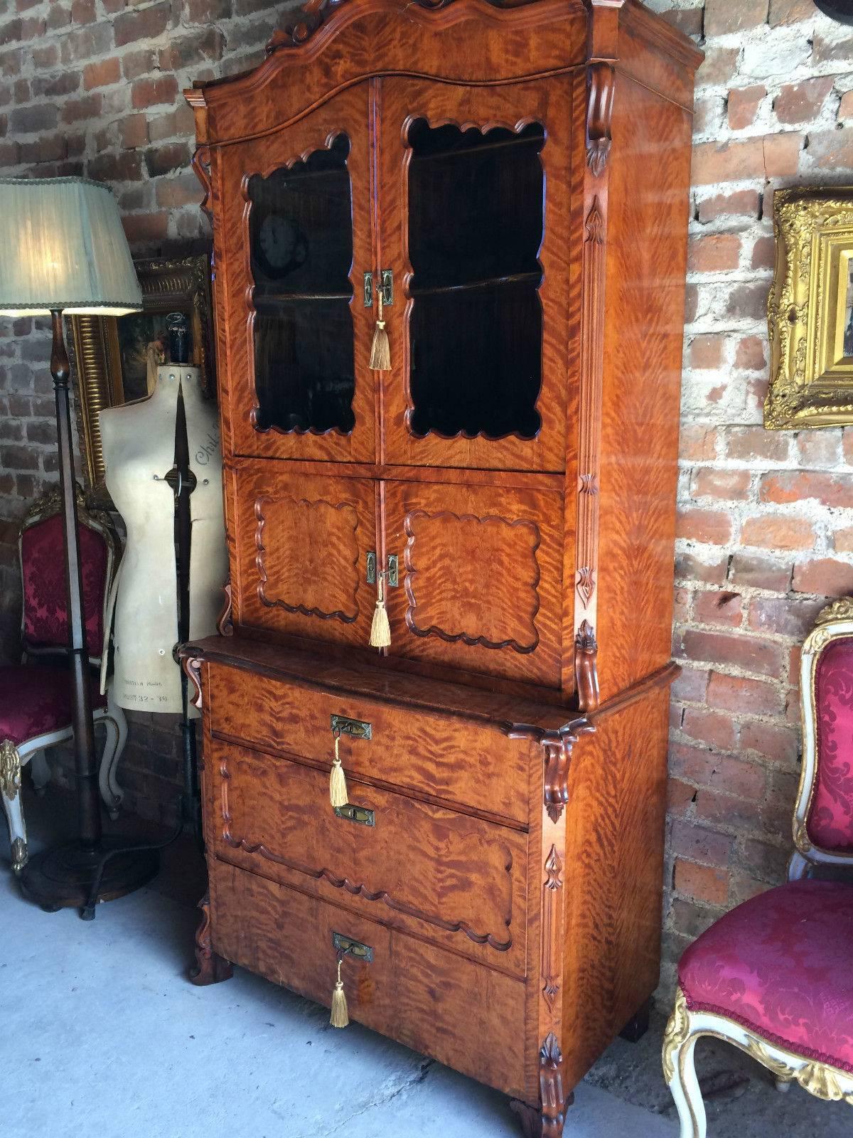 Antique Biedermeier Mahogany Bookcase Display Cabinet Victorian, 19th Century 1