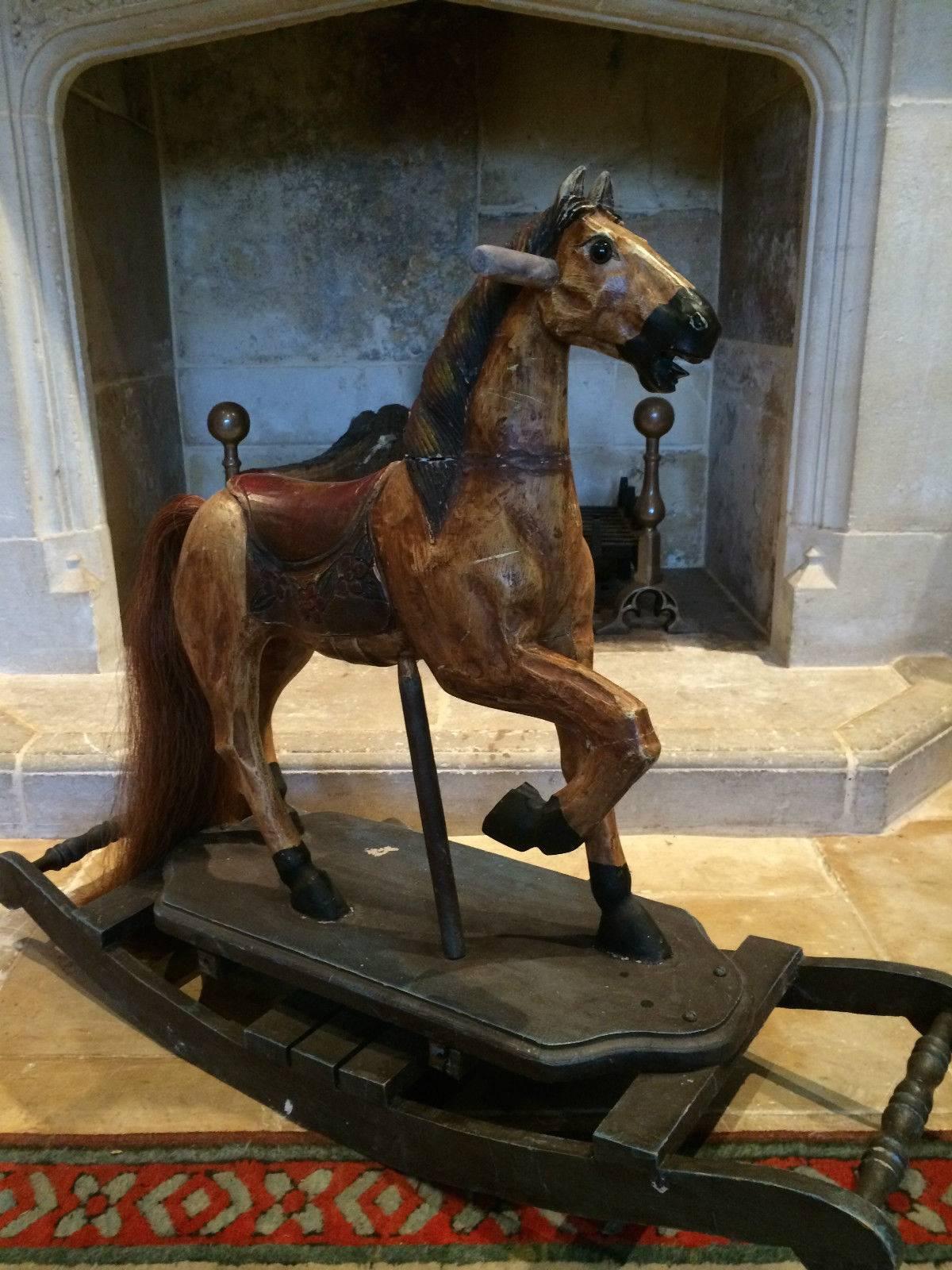 A continental rocking horse from Bow Rocker, offered in beautiful distressed condition, would enhance any room, not suitable for children as it is in original state.