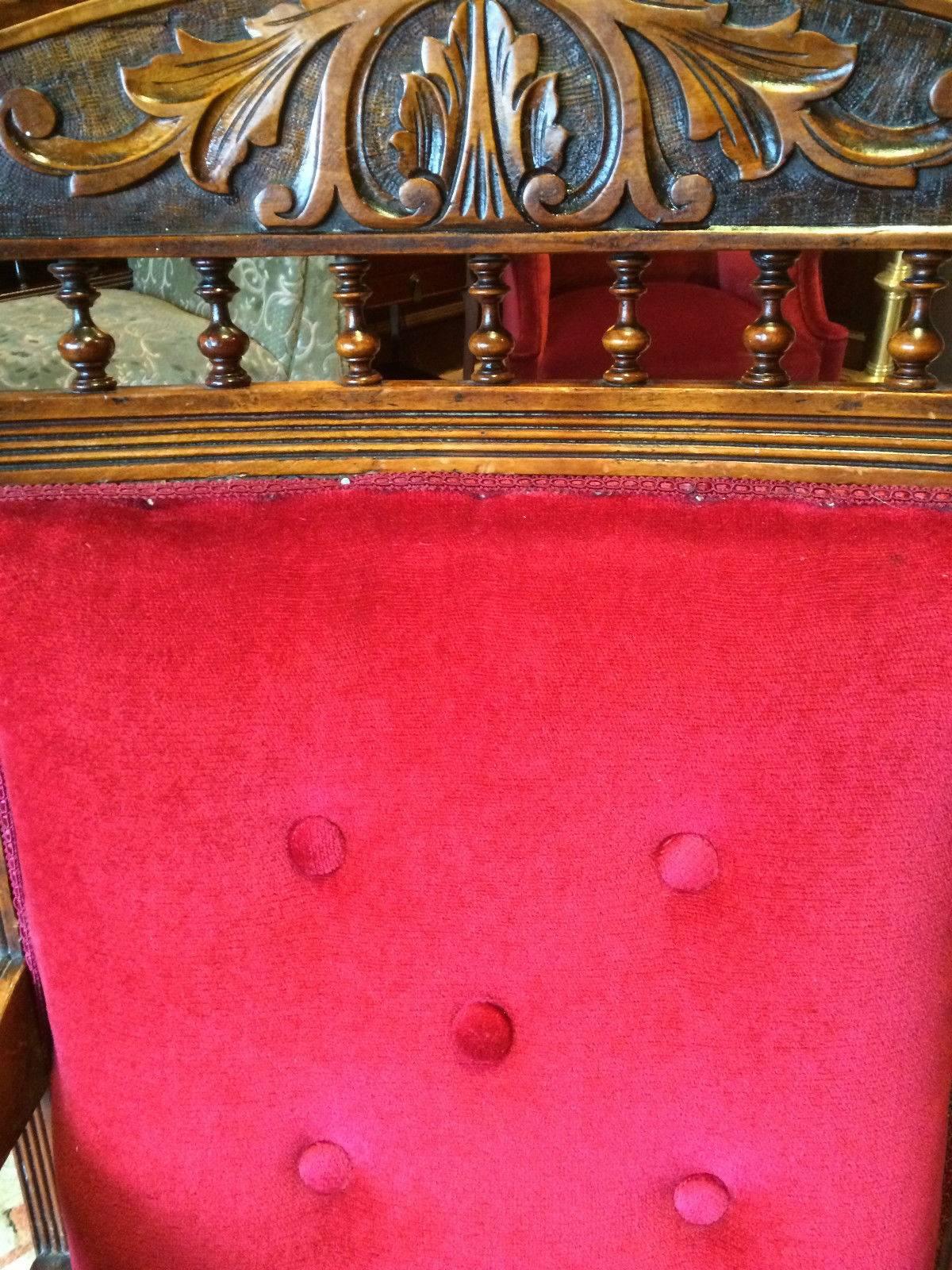 antique red velvet chair