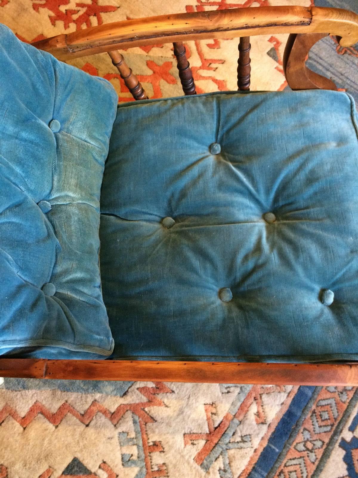 Antique Regency Armchair Early 19th Century Reclining Peacock Blue In Excellent Condition In Longdon, Tewkesbury