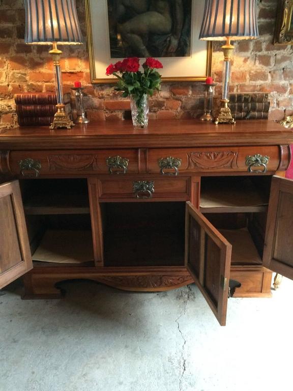 Antique Sideboard Credenza Mahogany Buffet Dresser Edwardian Art