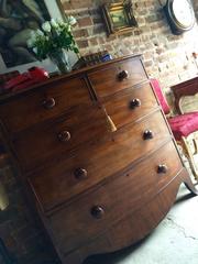Antique Mahogany Chest of Drawers Bow Fronted Victorian 19th Century
