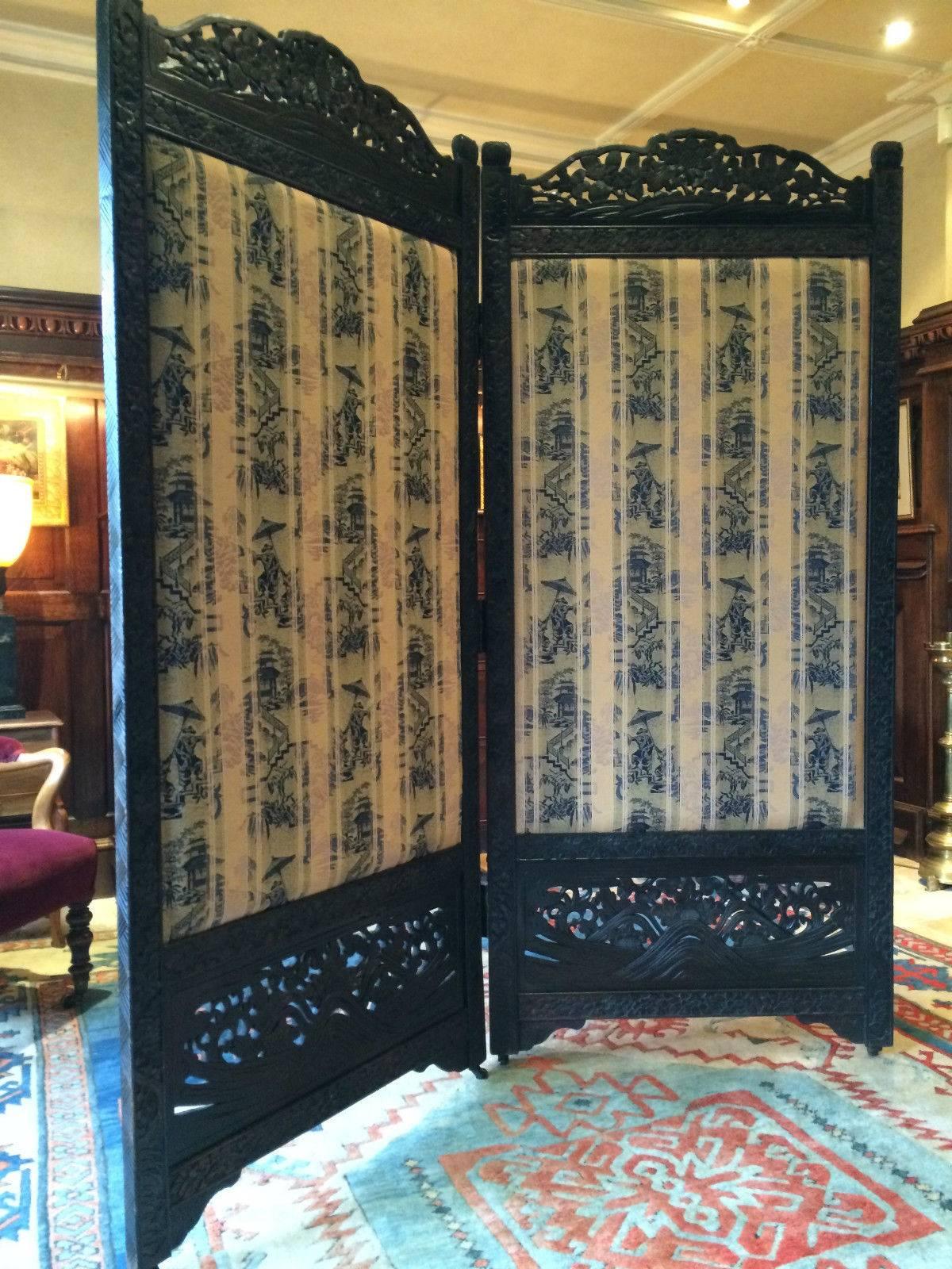 Antique Victorian Ebony Screen Victorian 19th Century Chinese Splendid Antiques 1