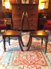 Antique Pair of Hall Chairs 19th Century Solid Mahogany Victorian