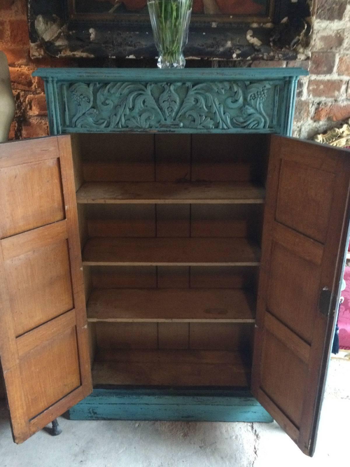 Antique Hall Bathroom Cupboard 19th Century Victorian Carved Two-Door In Good Condition In Longdon, Tewkesbury