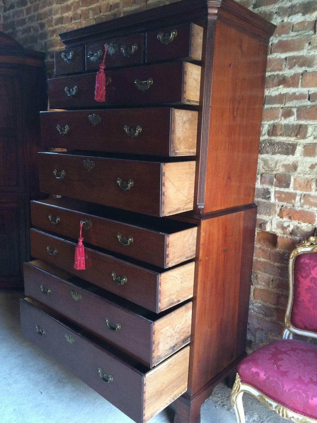 Antique Chest on Chest Tallboy Drawers Mahogany Georgian, 18th Century 1