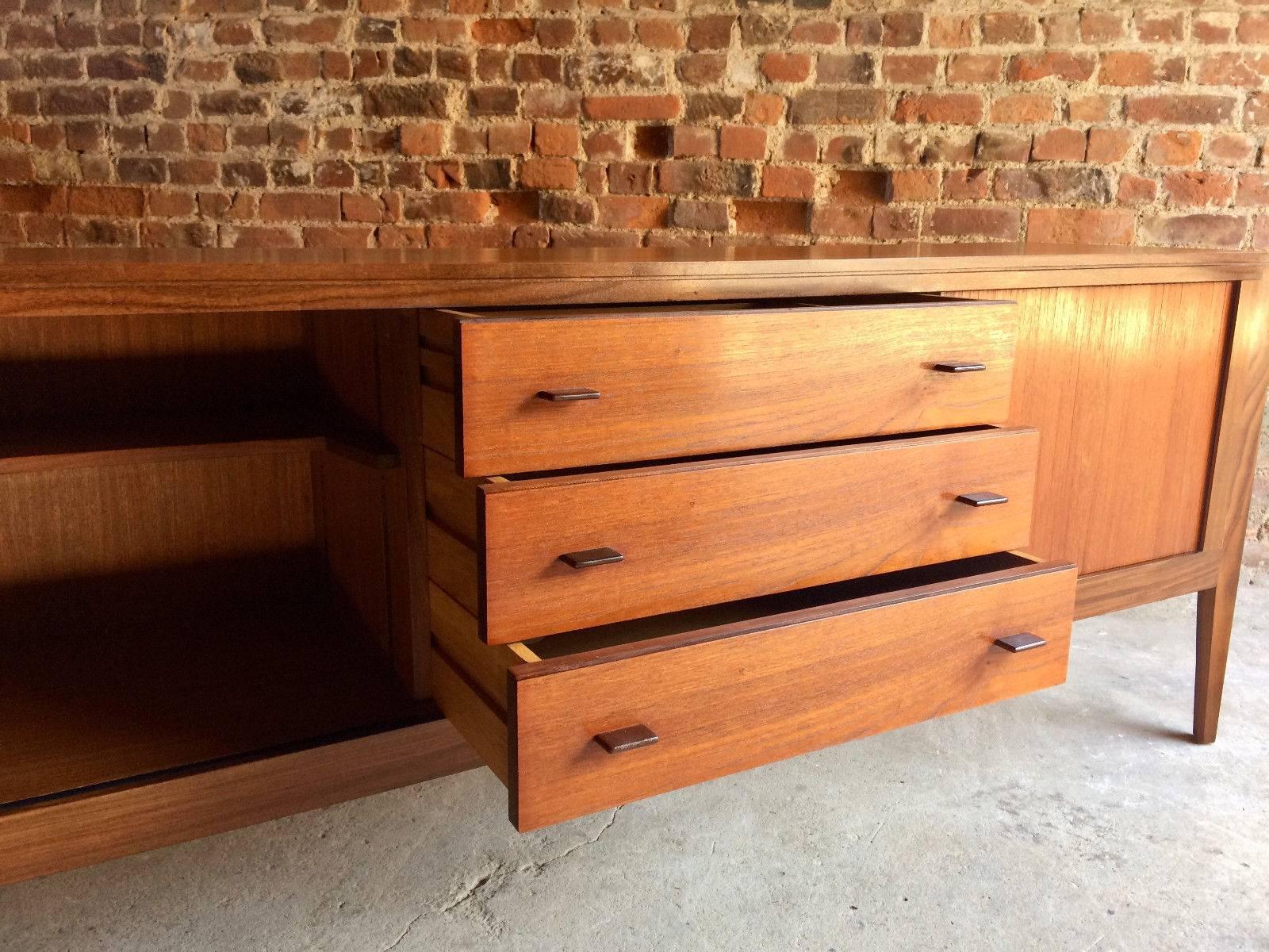 Mid-Century Danish Teak Sideboard Tambour Doors Credenza, Scandinavian, 1970s 1