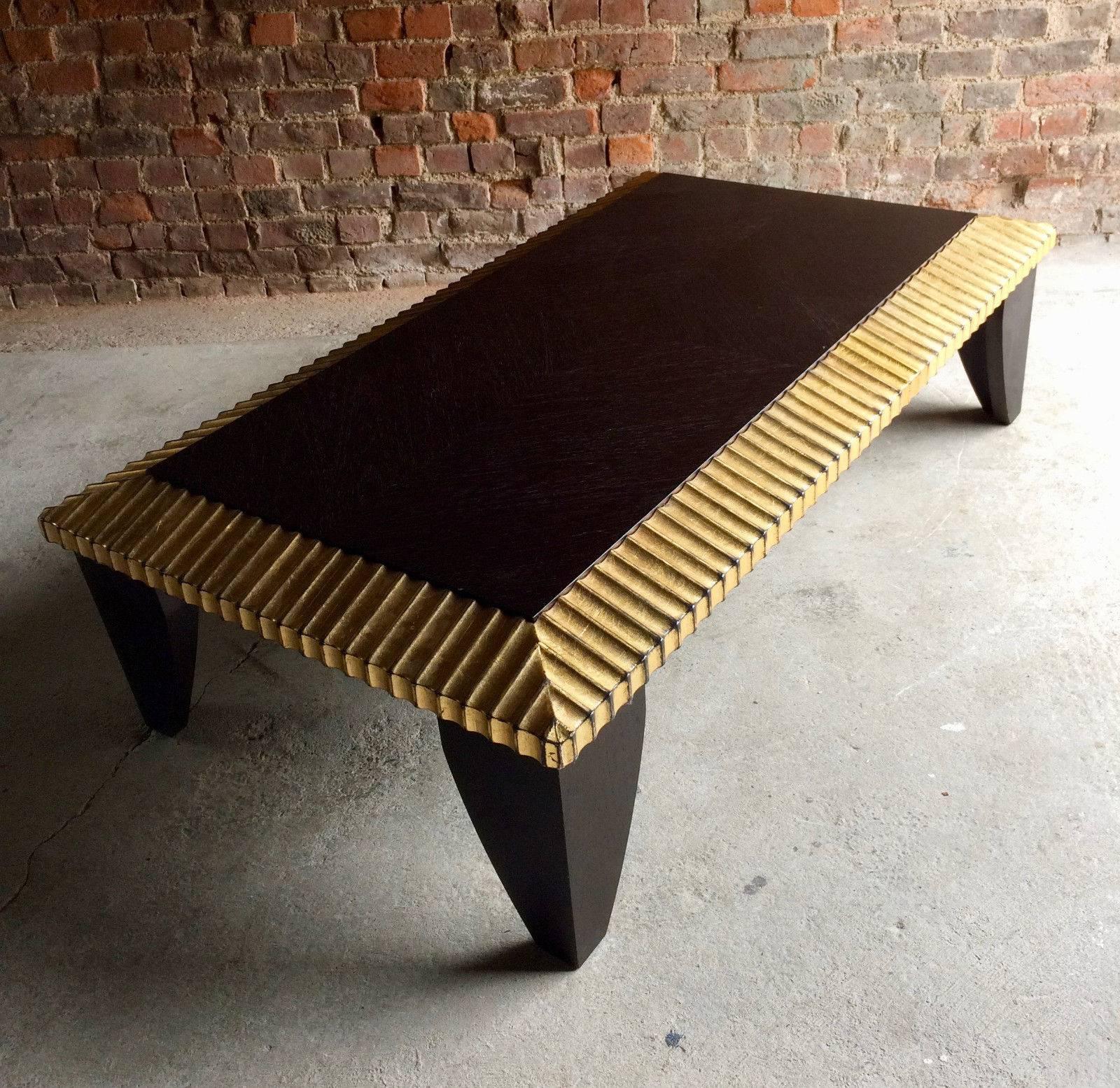 Italian Coffee Table Occassional Table Ebonised Parcel-Gilt Vintage In Excellent Condition In Longdon, Tewkesbury
