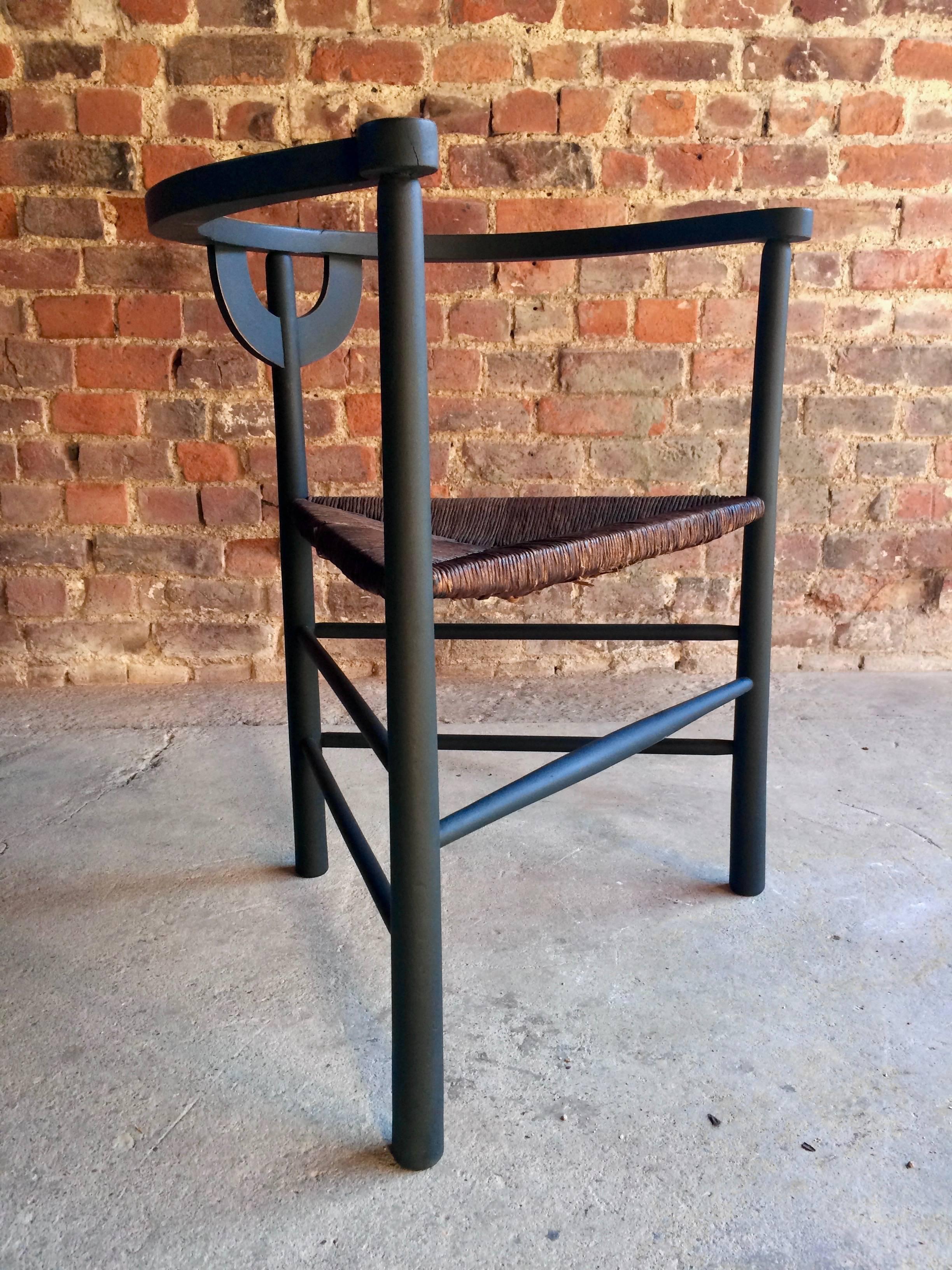 Aesthetic Movement Ebonized Rush Seat Chair Three-Legged Corner Seat Antique 4