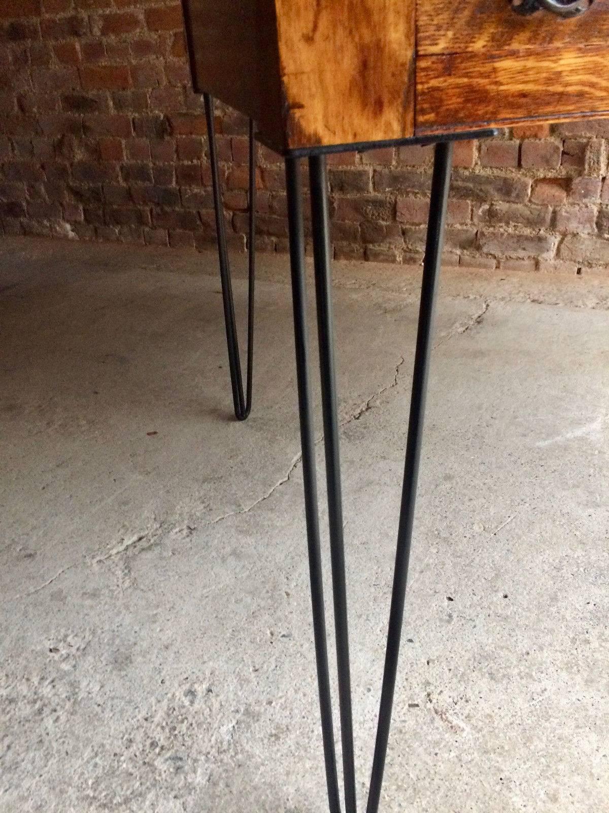 Antique Roll Top Writing Table Desk Oak Tambour Hairpin Legs Edwardian 5