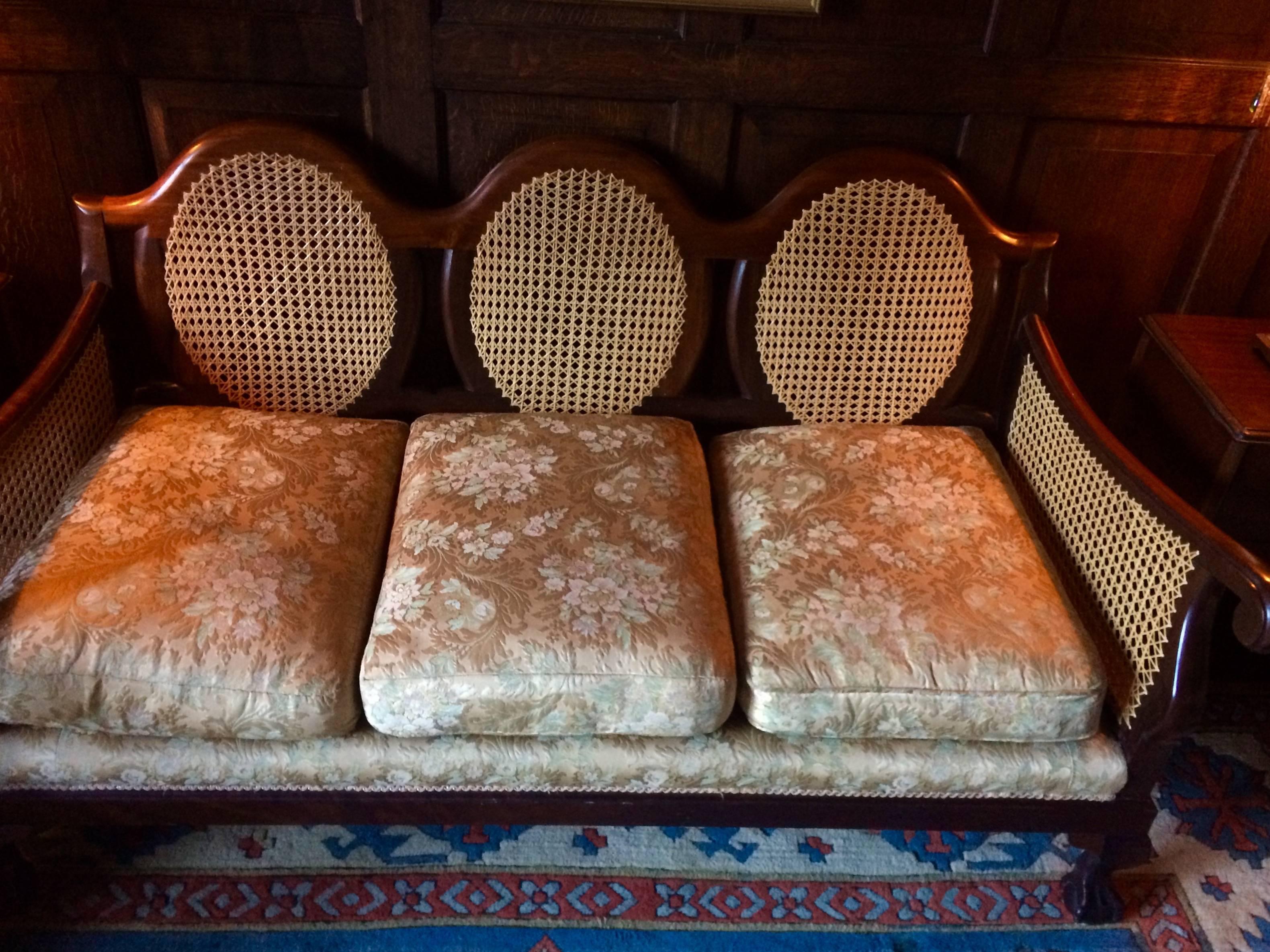 Antique Three-Piece Sofa Settee Suite Edwardian Bergere 1