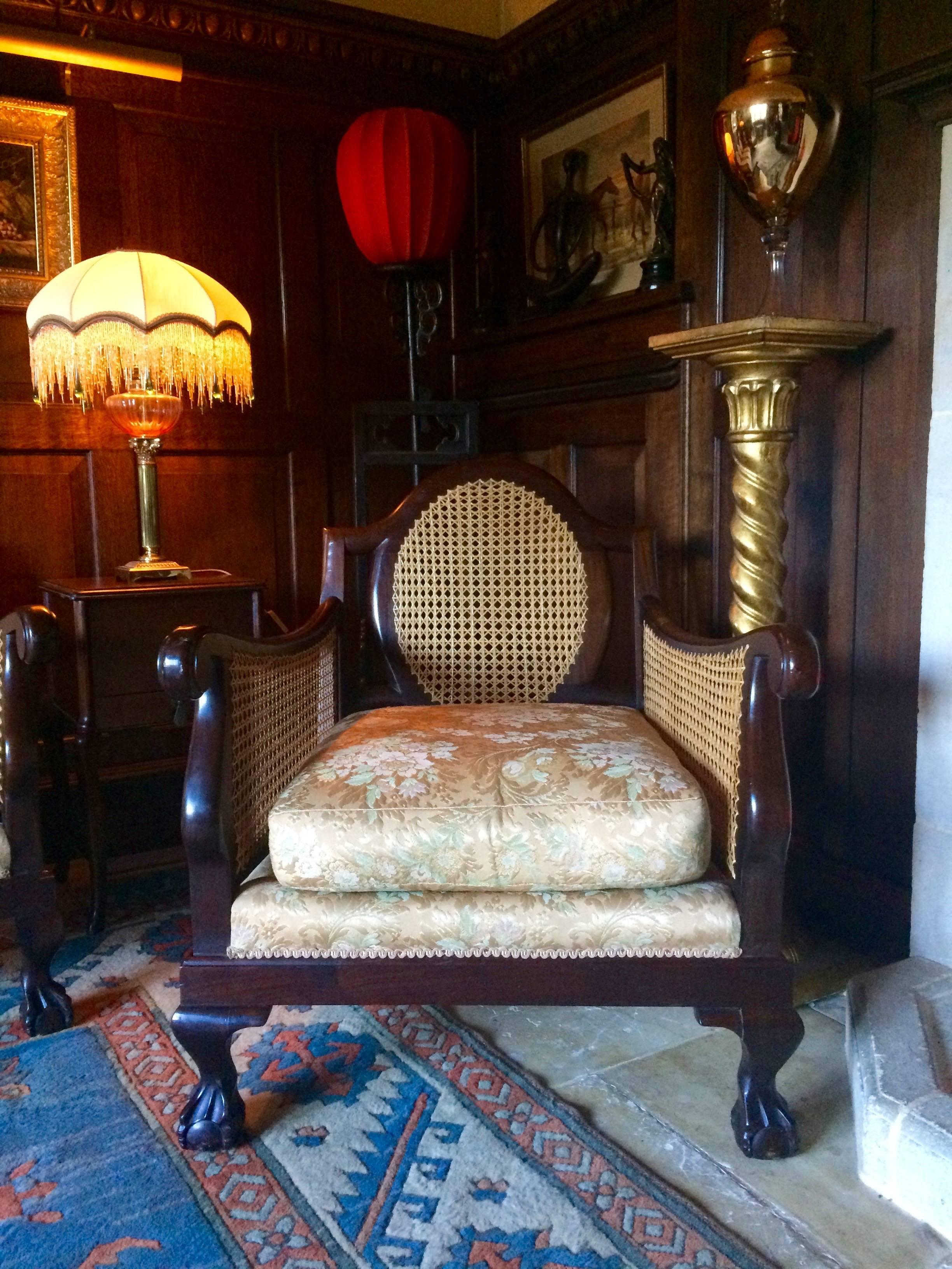 Antique Three-Piece Sofa Settee Suite Edwardian Bergere In Good Condition In Longdon, Tewkesbury