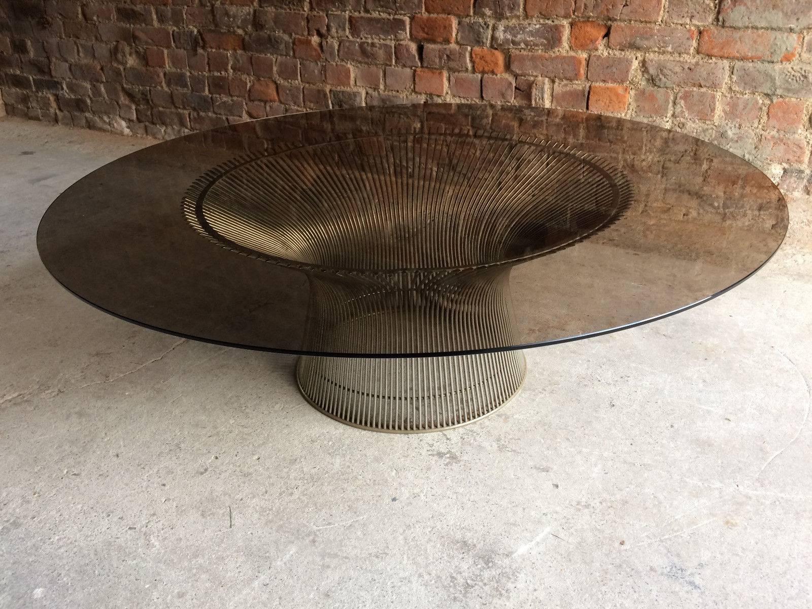 Mid-Century Modern Warren Platner for Knoll International Coffee Table Steel and Glass, 1960s
