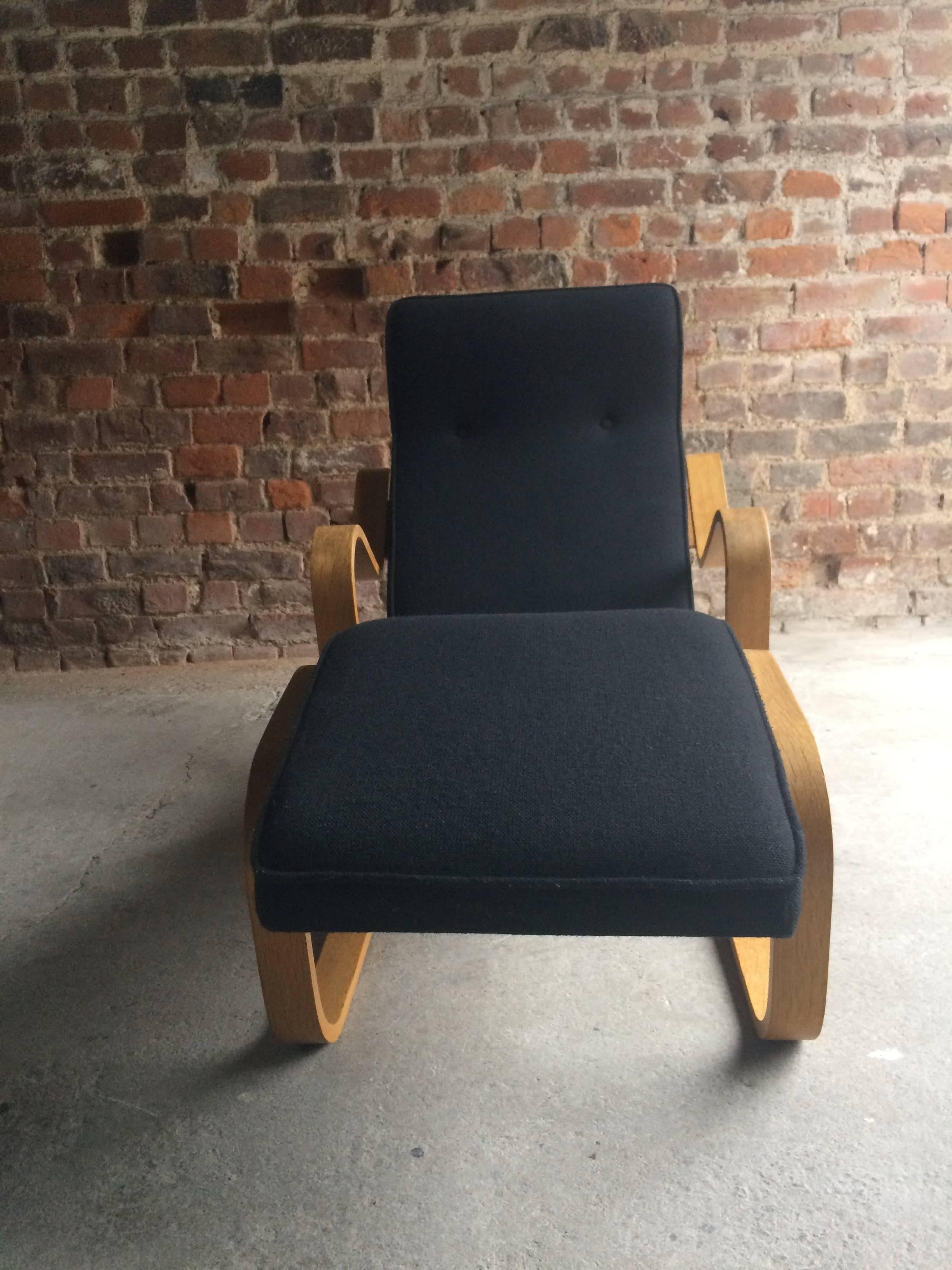 Birch Marcel Breuer Long Chair Chaise Longue Black Midcentury 1970s Bauhaus No. 3