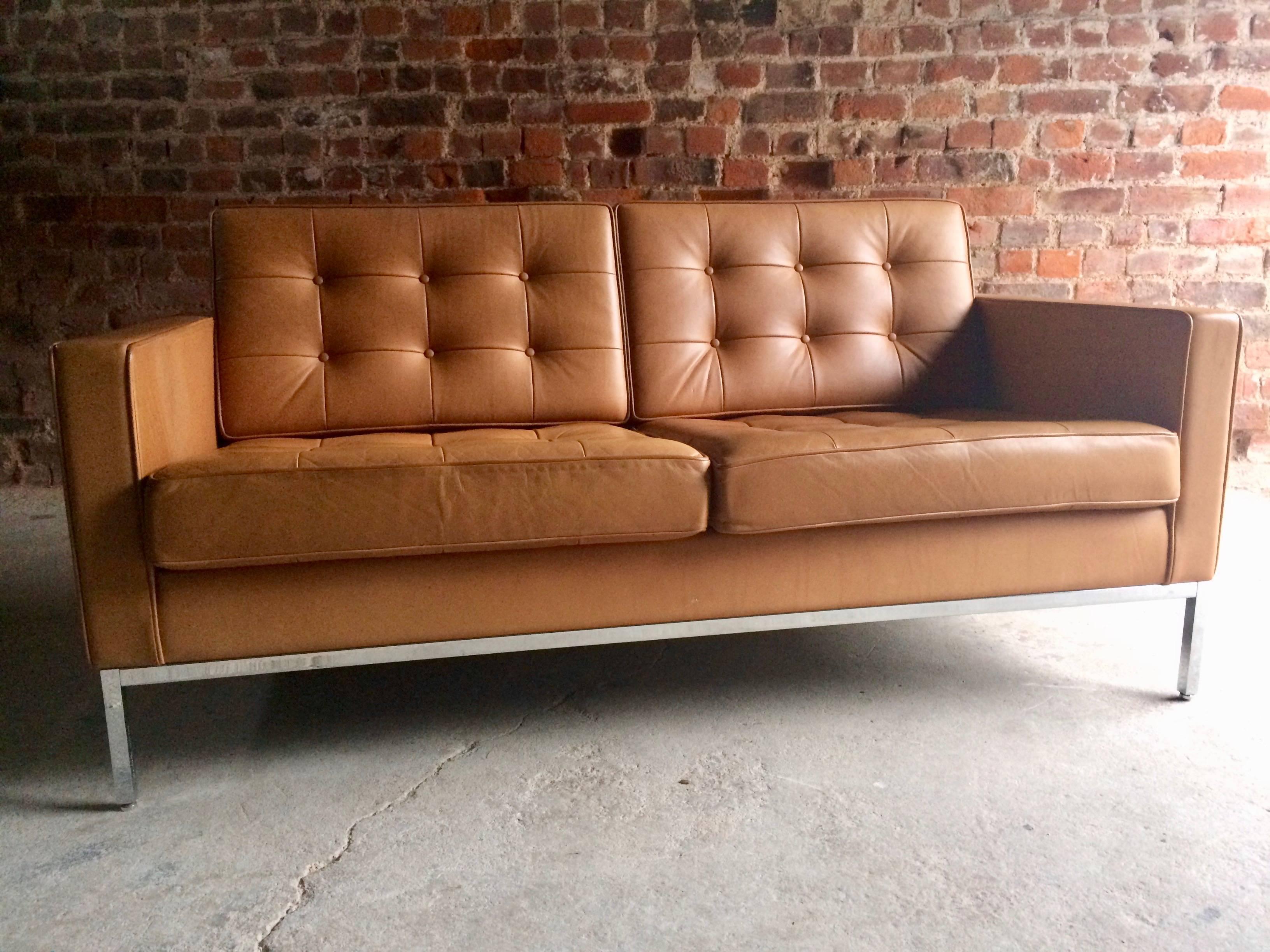 American Original Knoll Studio Two-Seat Leather Sofa Settee by Florence Knoll 2