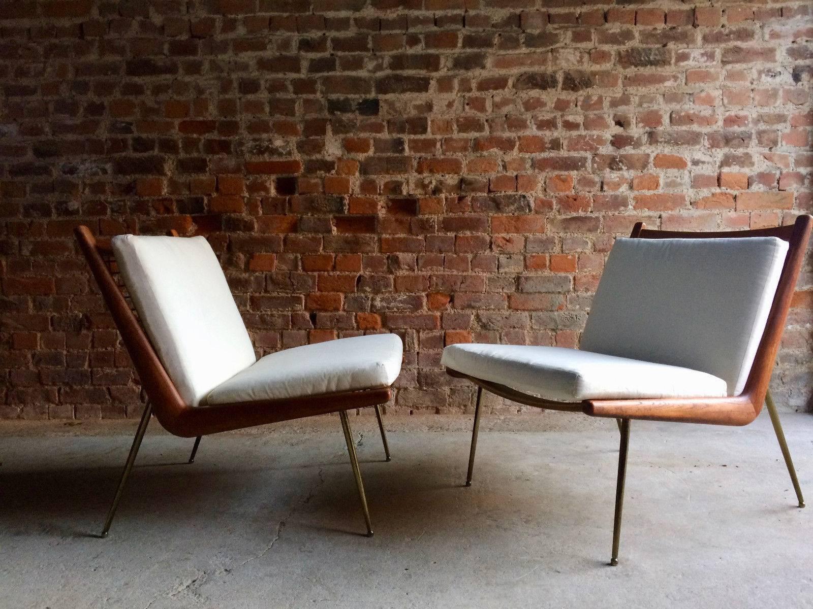 Mid-Century Modern Boomerang Chairs France & Son Pair of Peter Hvidt & Orla Mølgaard Nielsen, 1950s