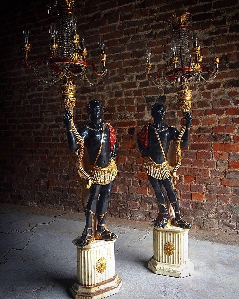 Antique Nubian Blackamoor Lamps Candelabrum Floor Lights