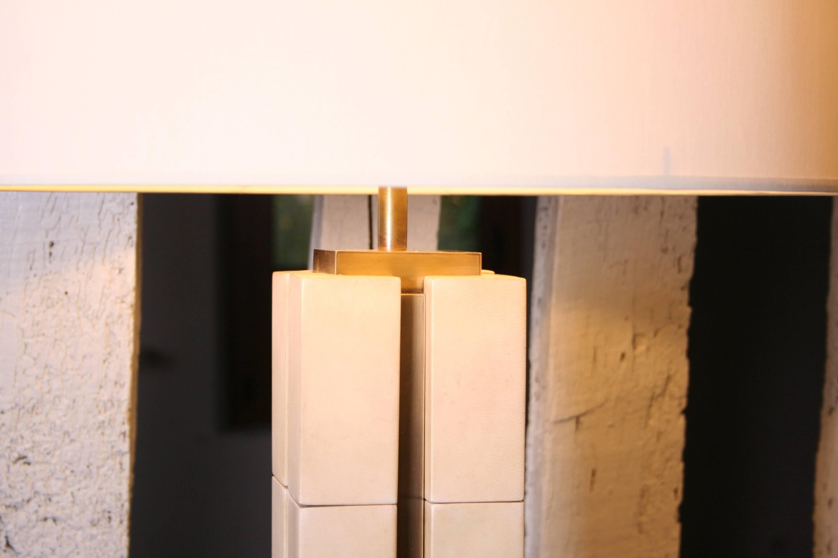 Contemporary Table Lamp in Patinated Brass and Parchment, Kubbe