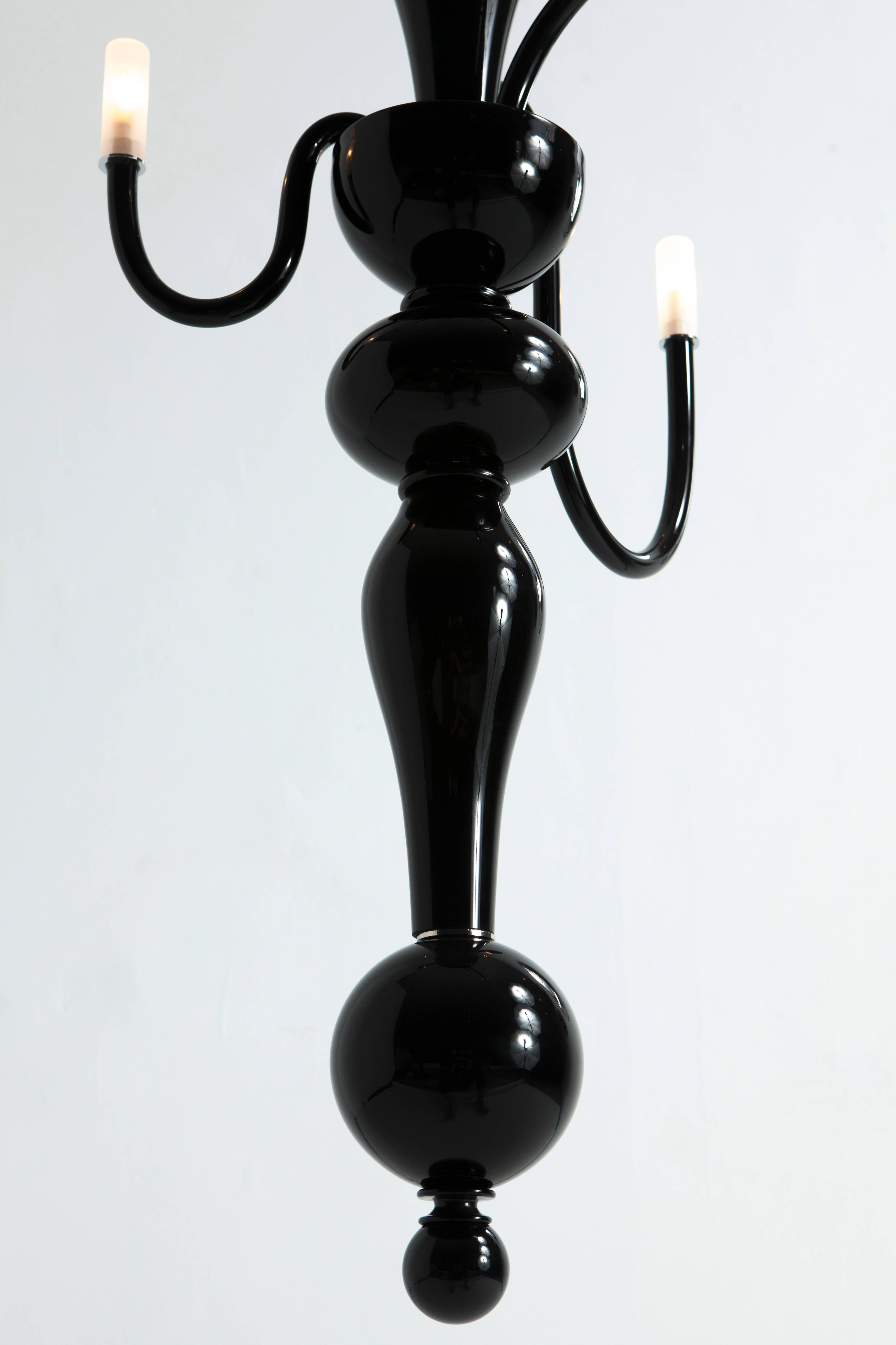 Italian Black Murano Glass Chandelier by Sam Baron For Sale