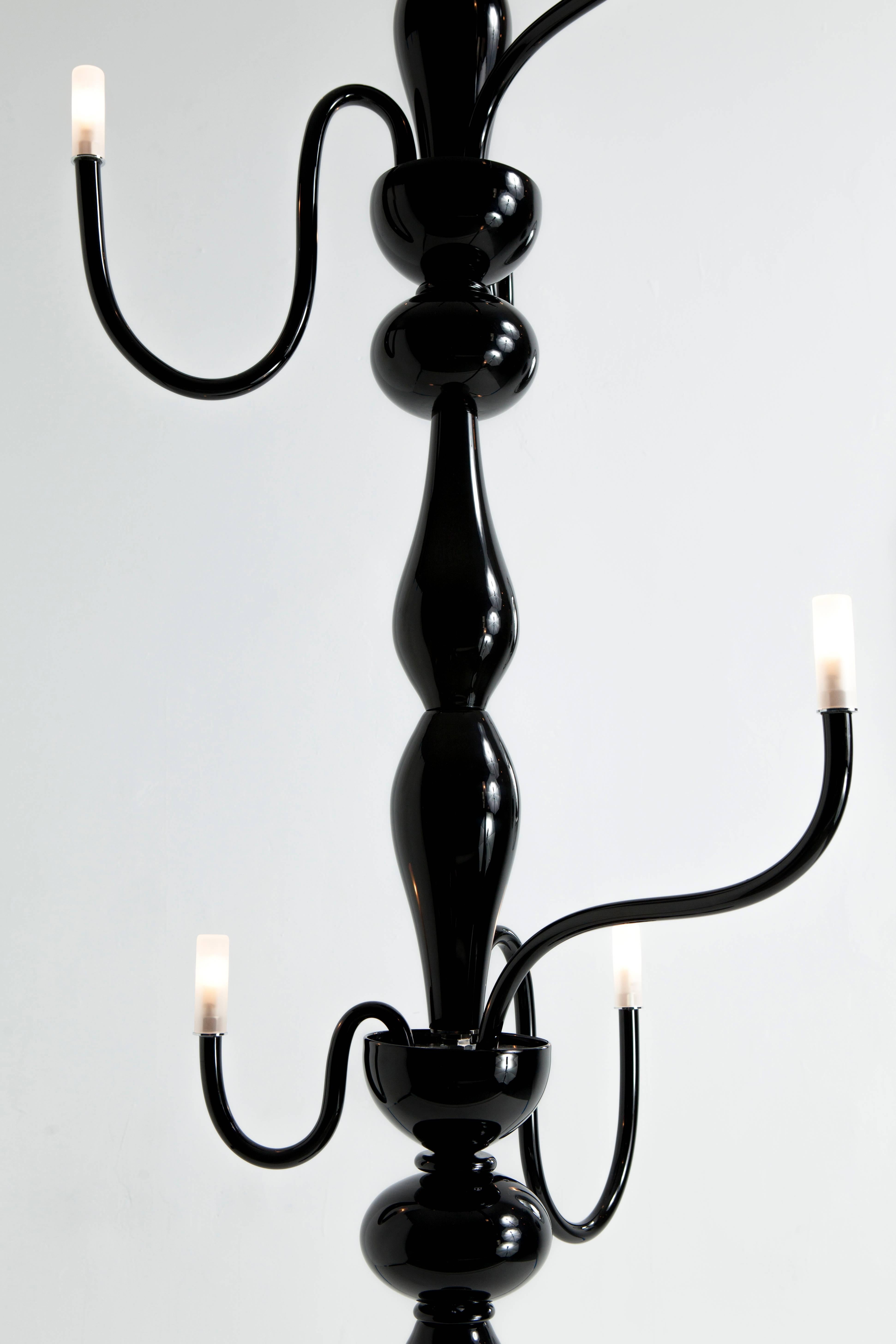 Black Murano Glass Chandelier by Sam Baron In Excellent Condition For Sale In New York, NY