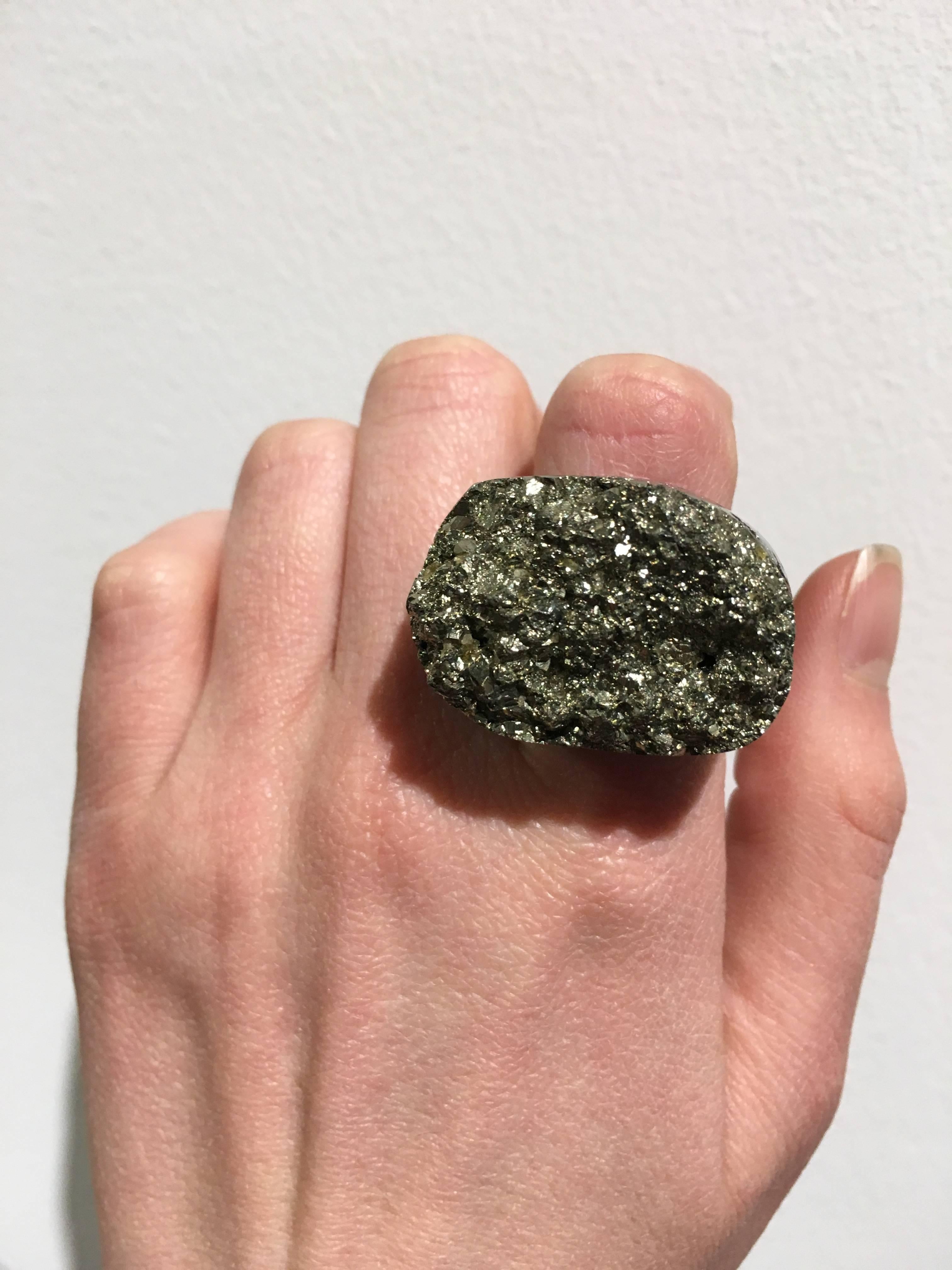 Pyrite and Horn Ring by Pulowi In Excellent Condition In New York, NY