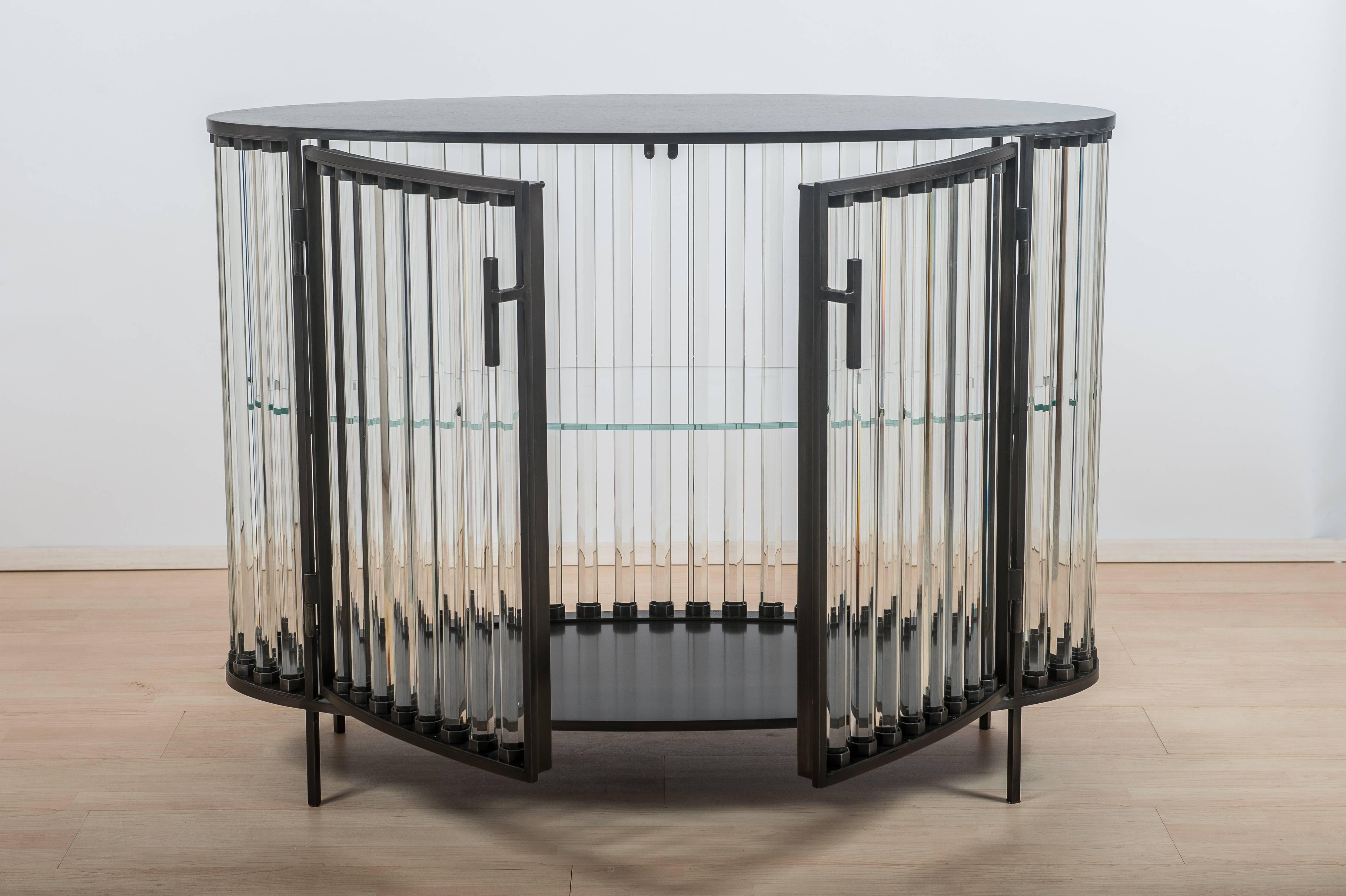 French Oval Cabinet in Iron and Glass by Christophe Côme, 2017