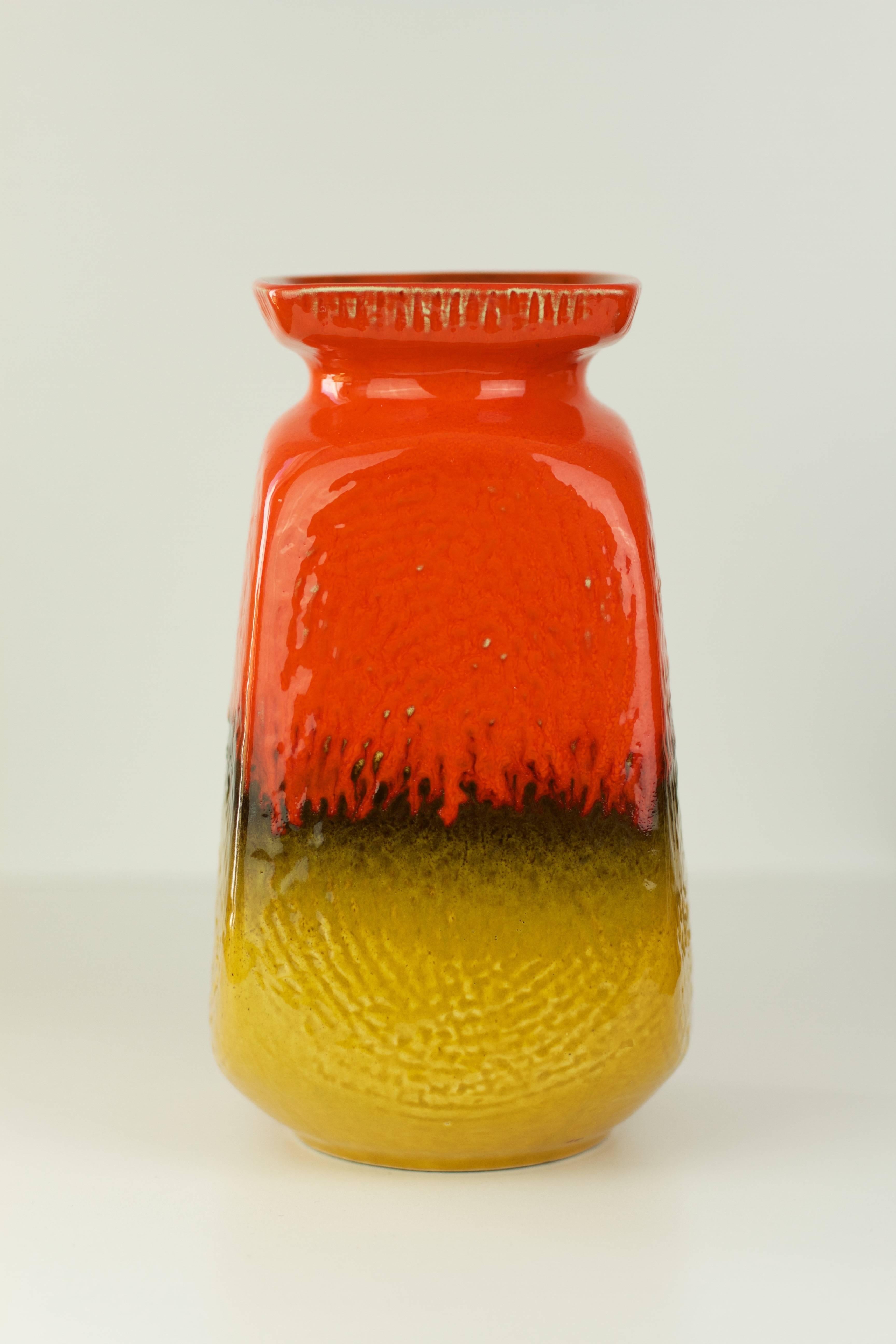 Clay Funky & Bright Square Mid-Century West German Vase by Jasba Pottery, circa 1970