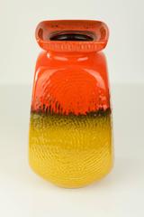 Funky & Bright Square Mid-Century West German Vase by Jasba Pottery, circa 1970
