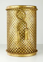 1950s Italian Hollywood Regency Gilded Waste Paper Basket by Li Puma Firenze