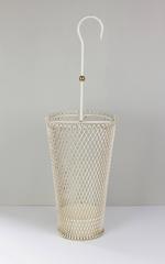 1950s Mathieu Mategot Style French White Perforated Metal Umbrella Stand/Holder