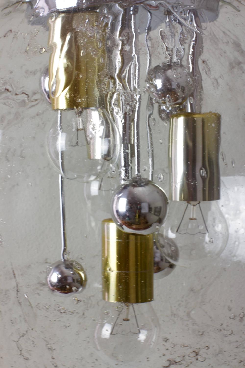 Set of Three Large Glass Globe / Ball Flush Mount Light by Doria, circa 1970s For Sale at 1stdibs