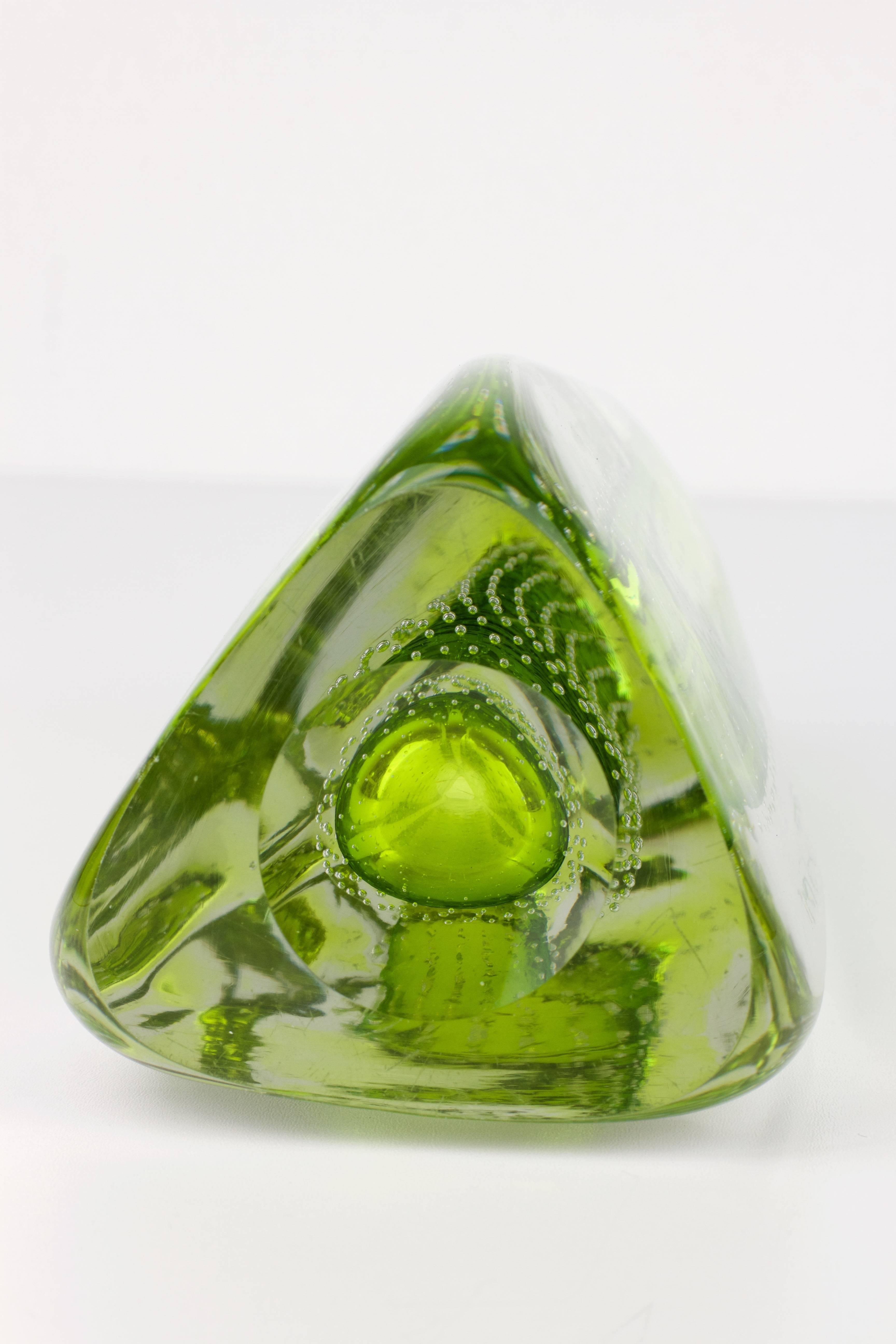 green bubble glass vase