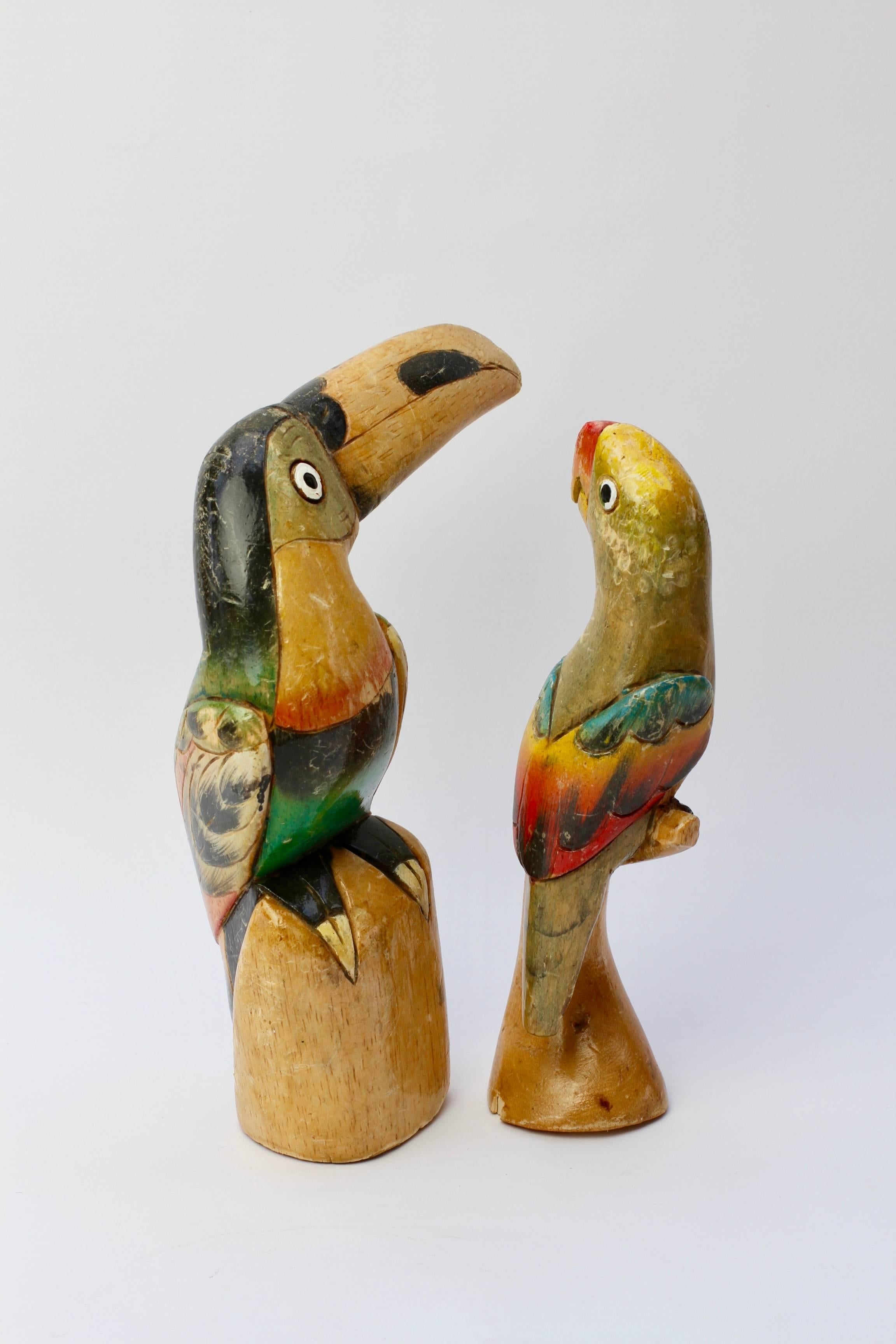 painted wooden birds