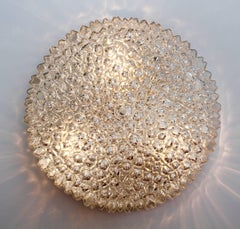 Limburg Vintage 1970s Large Organic Textured Clear Ice Crystal Glass Flush Mount