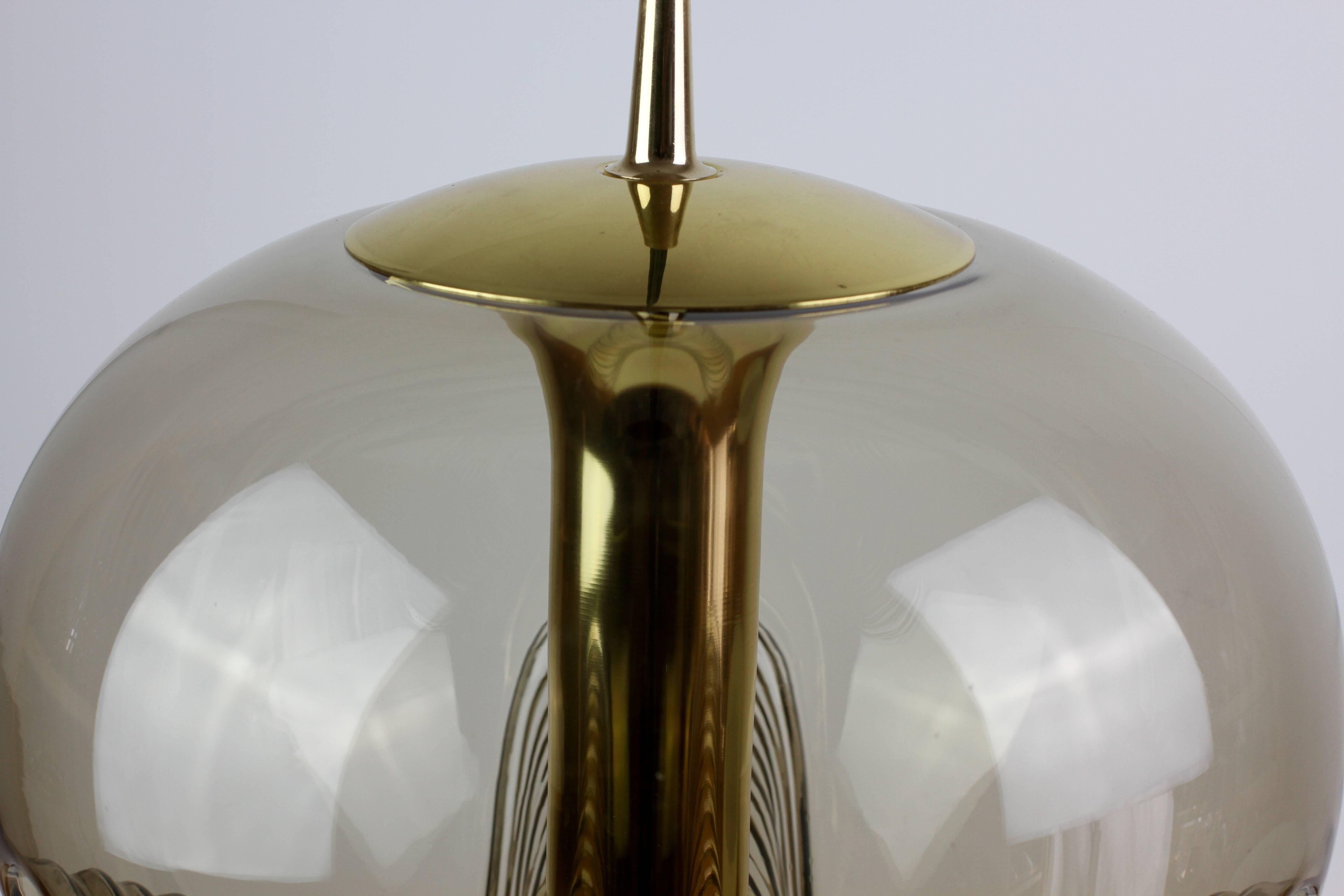 Brass Extra Large Biomorphic Hanging Pendant Light/Lamp by Peill & Putzler, circa 1970