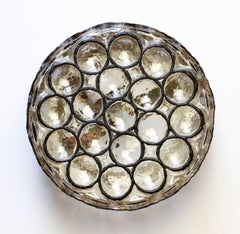 Limburg Pair of Circular Iron Rings and Glass Flush Mount Lights, circa 1960s