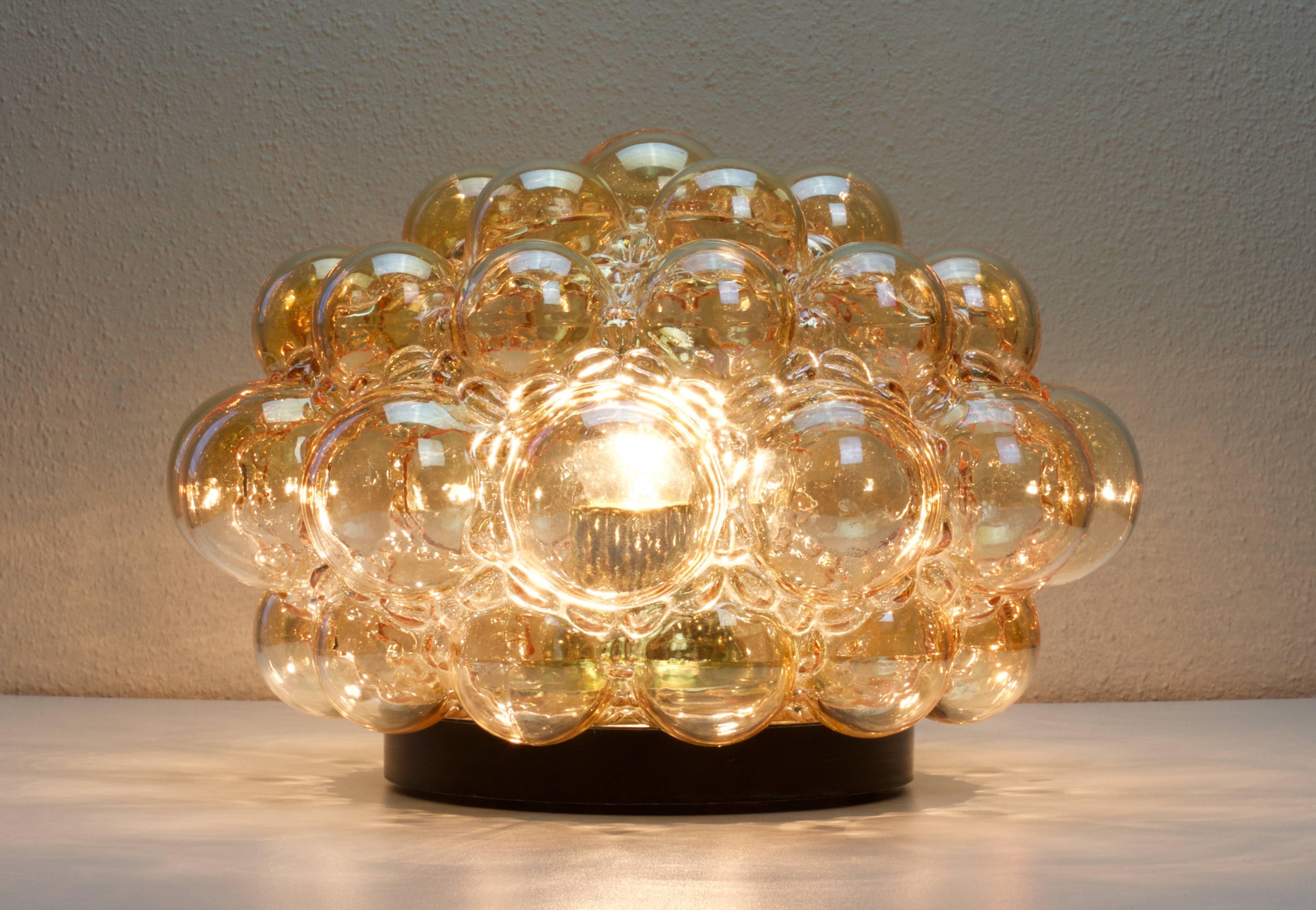 Powder-Coated Limburg 1 of 8 Large Helena Tynell Amber Bubble Glass Flush Mount Lights 1960s