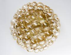 Large Pair of Amber Bubble Glass Flush Mounts by Helena Tynell for  Limburg