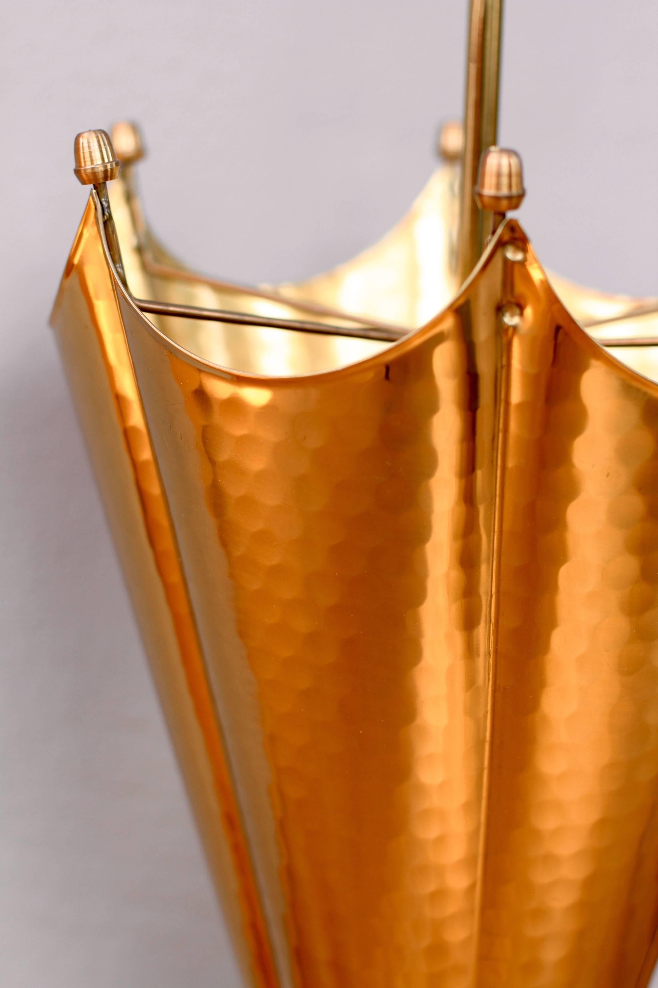 Whimsical 1950s Italian Hammered Brass Umbrella Stand / Holder 3