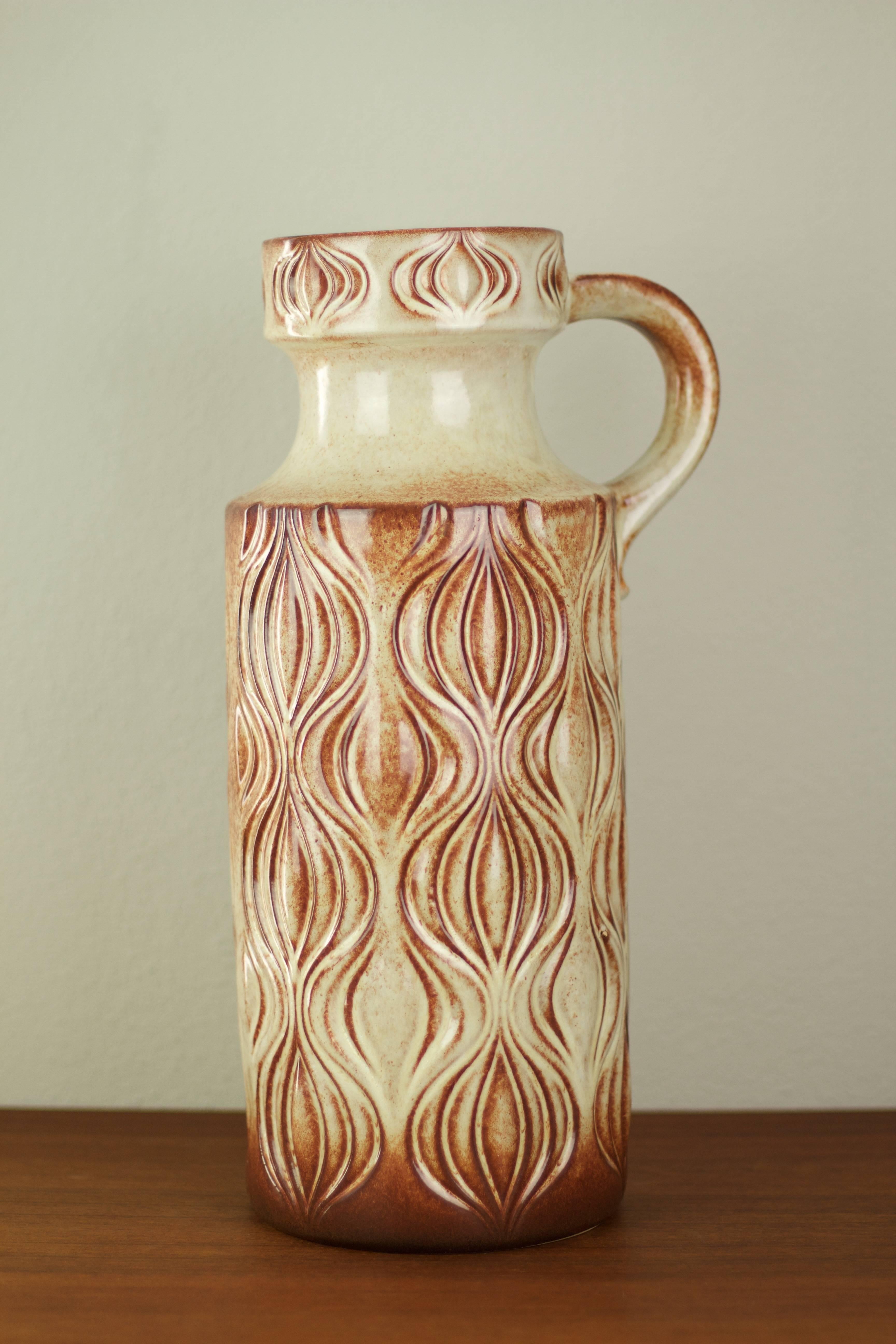 Embossed Large West German Floor Vase with 'Amsterdam' Deco by Scheurich, circa 1970s