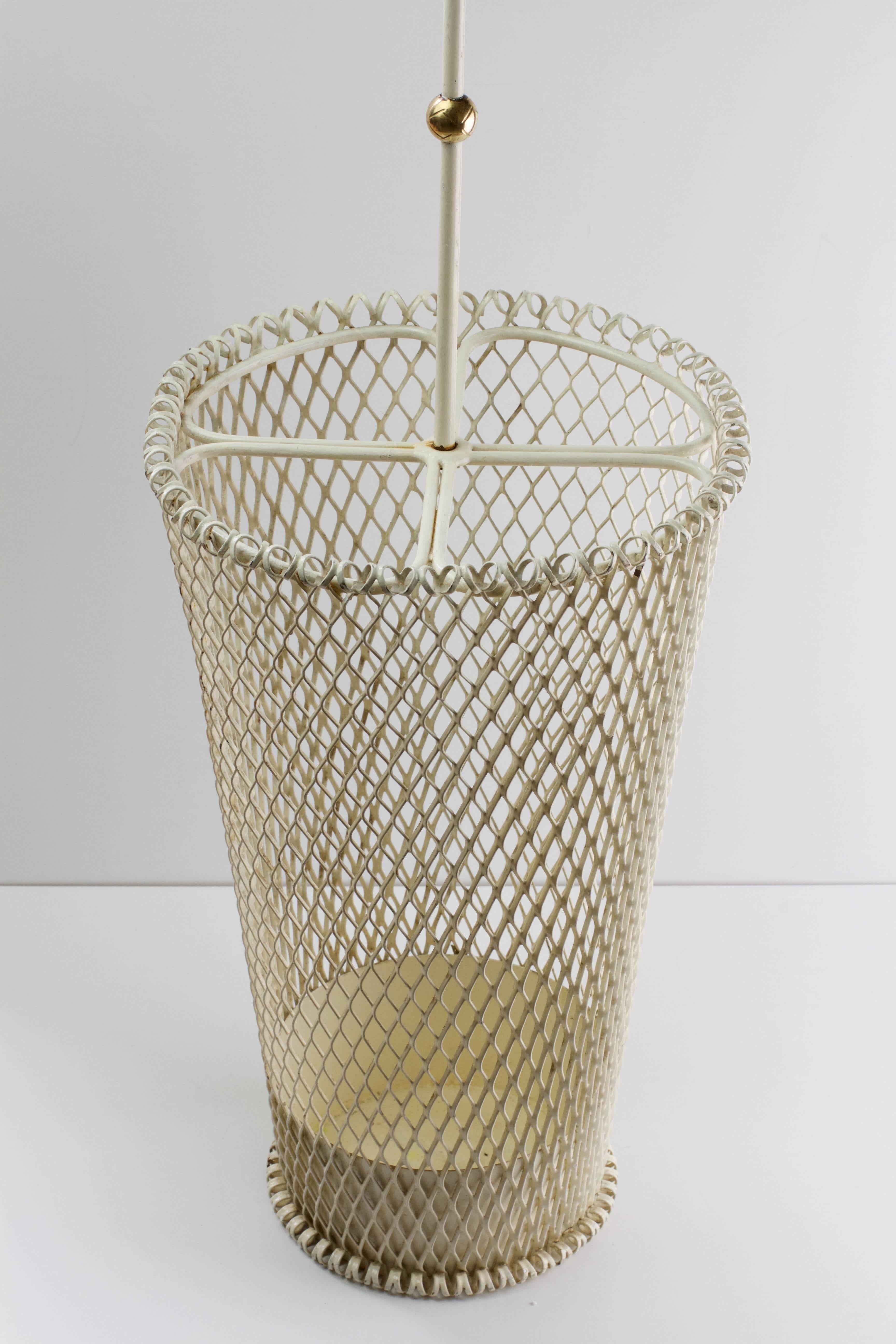 20th Century 1950s Mathieu Mategot Style French White Perforated Metal Umbrella Stand/Holder For Sale