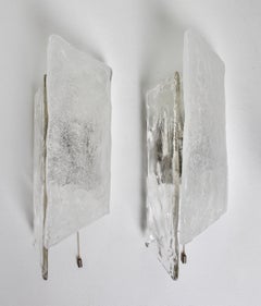 Carlo Nason Pair of Kalmar Mid-Century Murano Glass Wall Lights or Sconces 1970s