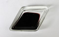Large Cenedese Italian Rhombus Black and Clear Murano Glass Bowl, Dish, Ashtray