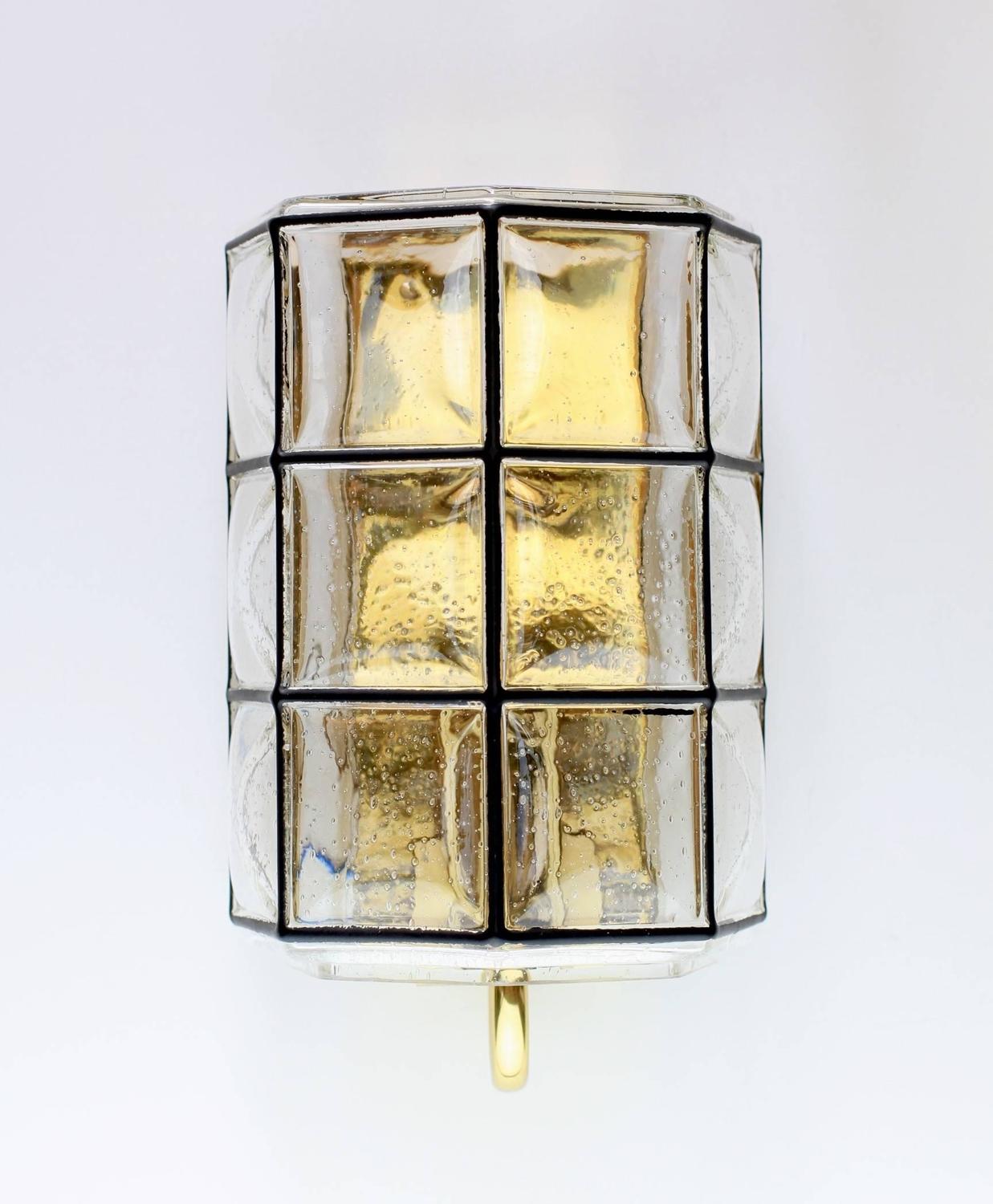Seven Iron and Bubble Glass Wall Lights Sconces by Glashutte Limburg circa 1960 at 1stdibs