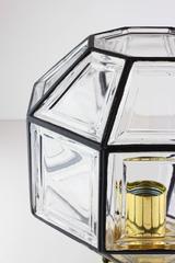 Large Iron & Clear Glass Flush Mount Lights by Glashütte Limburg c. 1965